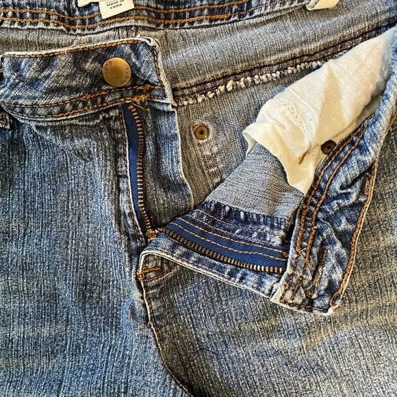 Cato Raw Edge Wide Leg 5 Pocket Boho Demin Capris Size 10 - Picture 7 of 8